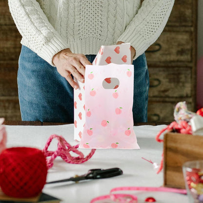 100pcs White Daisy Bags 5.12 X 8.27 Inch Birthday Party Favors Candy Pouches Sturdy Small Peach Pattern Party Packaging Bags