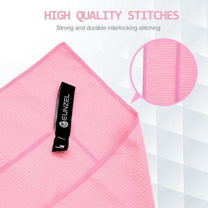 Quick Dry Camping Towel, Microfibre Ribbed Towel Travel Towel 3 Sizes 1 Pack Fast Drying Towel Set for Camping, Beach, Gym, Sports, Yoga & Swimming Pool, Pink