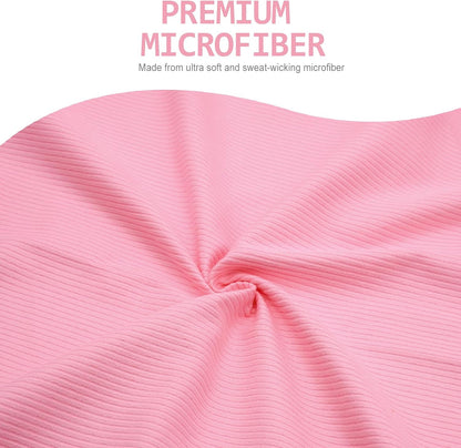 Quick Dry Camping Towel, Microfibre Ribbed Towel Travel Towel 3 Sizes 1 Pack Fast Drying Towel Set for Camping, Beach, Gym, Sports, Yoga & Swimming Pool, Pink