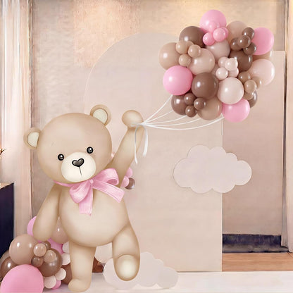 Teyva 43 Pcs Pink Bear Baby Shower Decorations Balloon Cutout Stand