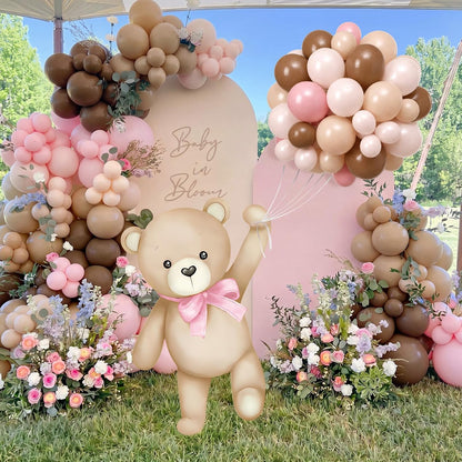 Teyva 43 Pcs Pink Bear Baby Shower Decorations Balloon Cutout Stand