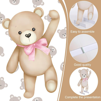 Teyva 43 Pcs Pink Bear Baby Shower Decorations Balloon Cutout Stand