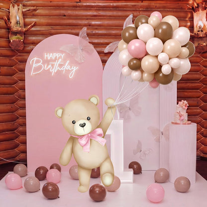 Teyva 43 Pcs Pink Bear Baby Shower Decorations Balloon Cutout Stand