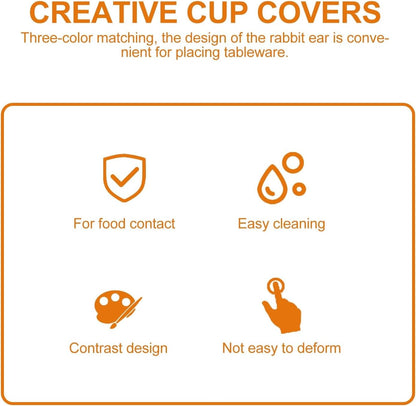 3 Pcs Silicone Cup Lids Rabbit Ear Covers for Mug Dust Protection