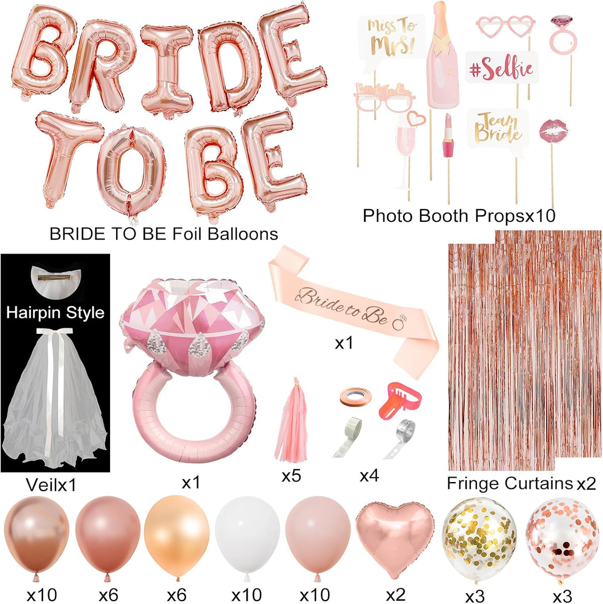 Rose Gold Bachelorette Party Decorations Supplies