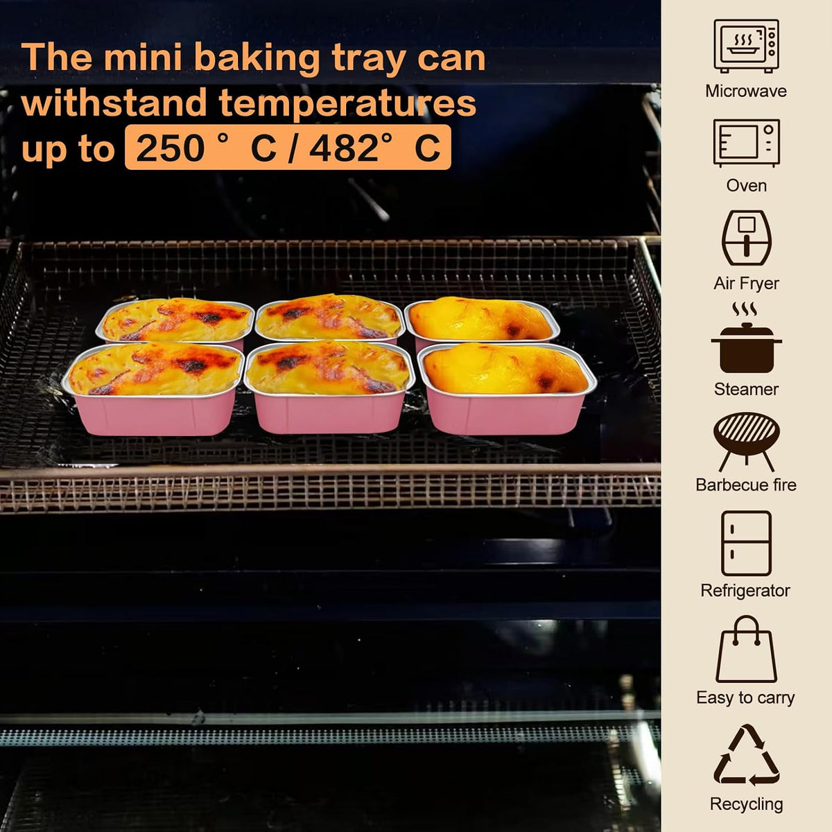 mini loaf pans with lids and spoons 50 Pack,5.5 oz Rectangle mini individual cake tins Disposable Small Aluminum Foil Baking pans(50, Pink)