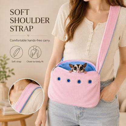 Meow&Woof Sugar Glider Bonding Pouch & Small Animal Carrier - Escape-Proof Sling for Hedgehogs, Ferrets, Hamsters Soft Critter Cuddler (10"x6", Pink)