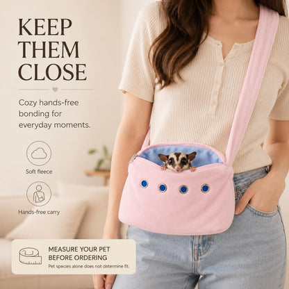 Meow&Woof Sugar Glider Bonding Pouch & Small Animal Carrier - Escape-Proof Sling for Hedgehogs, Ferrets, Hamsters Soft Critter Cuddler (10"x6", Pink)