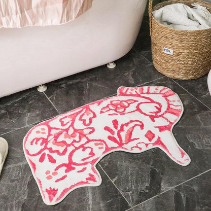 Delft Cat Shape Bath Rug Cat Shaped Bathroom Mat 23" x 32", Pink