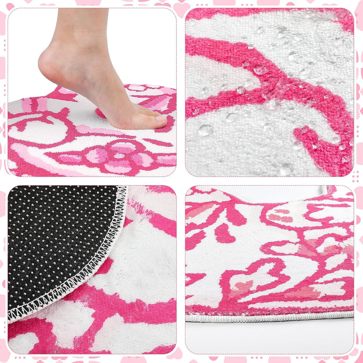 Delft Cat Shape Bath Rug Cat Shaped Bathroom Mat 23" x 32", Pink