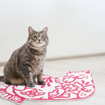 Delft Cat Shape Bath Rug Cat Shaped Bathroom Mat 23" x 32", Pink