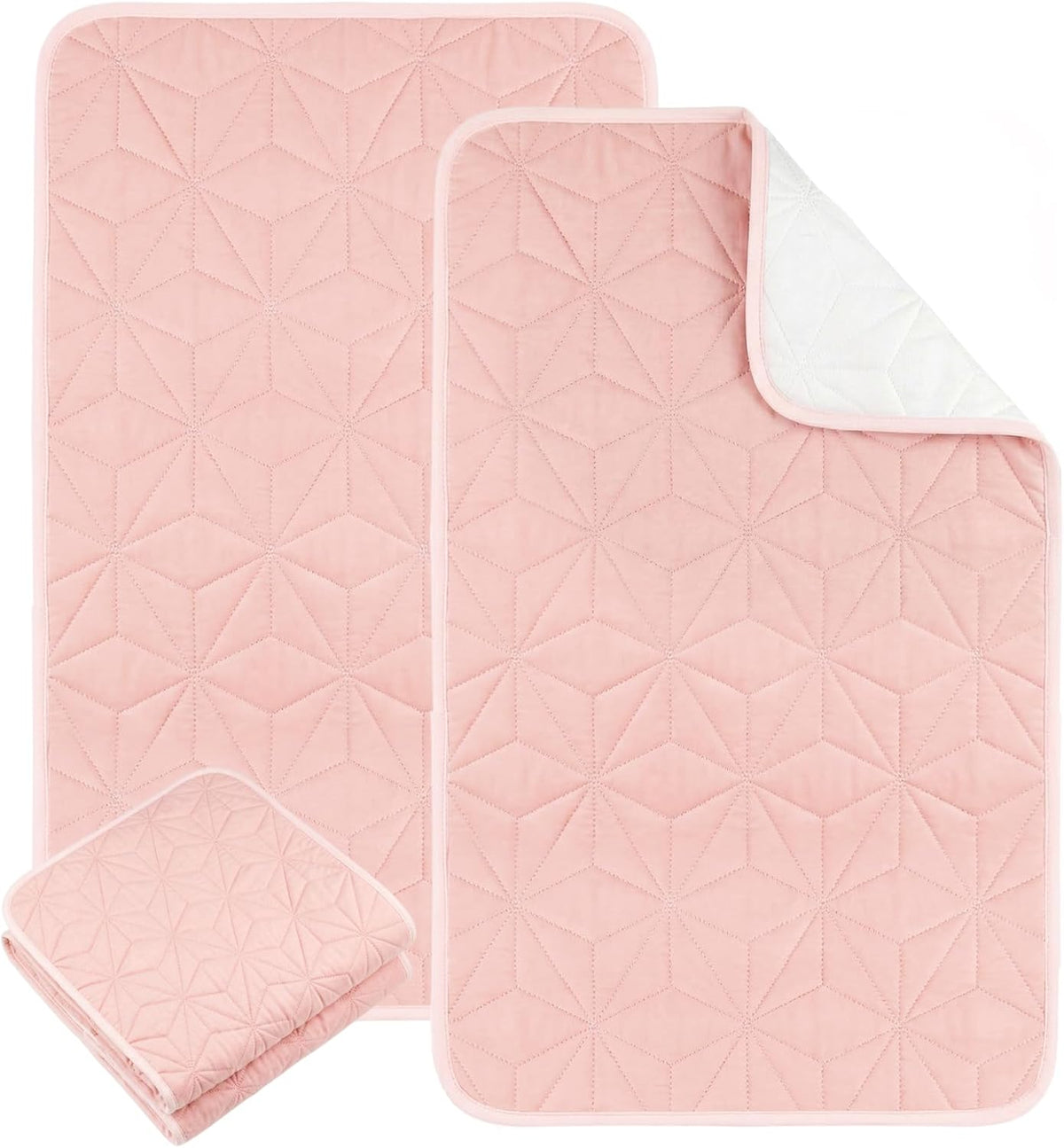 2 Pack Quilted Waterproof Pads for Bed Washable 34x52 Inch Pink