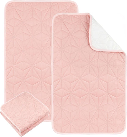 2 Pack Quilted Waterproof Pads for Bed Washable 34x52 Inch Pink