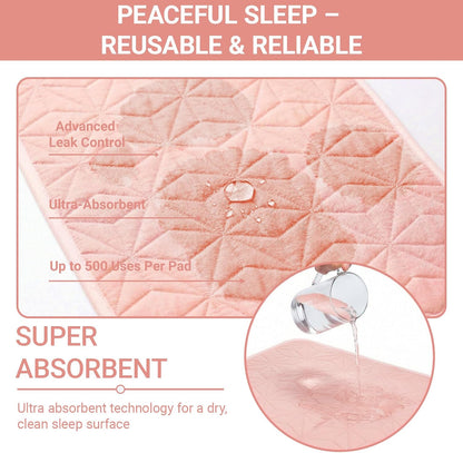 2 Pack Quilted Waterproof Pads for Bed Washable 34x52 Inch Pink