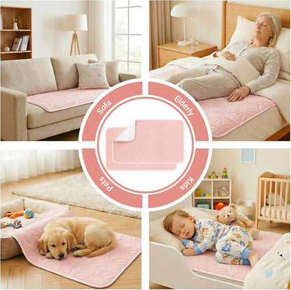 2 Pack Quilted Waterproof Pads for Bed Washable 34x52 Inch Pink