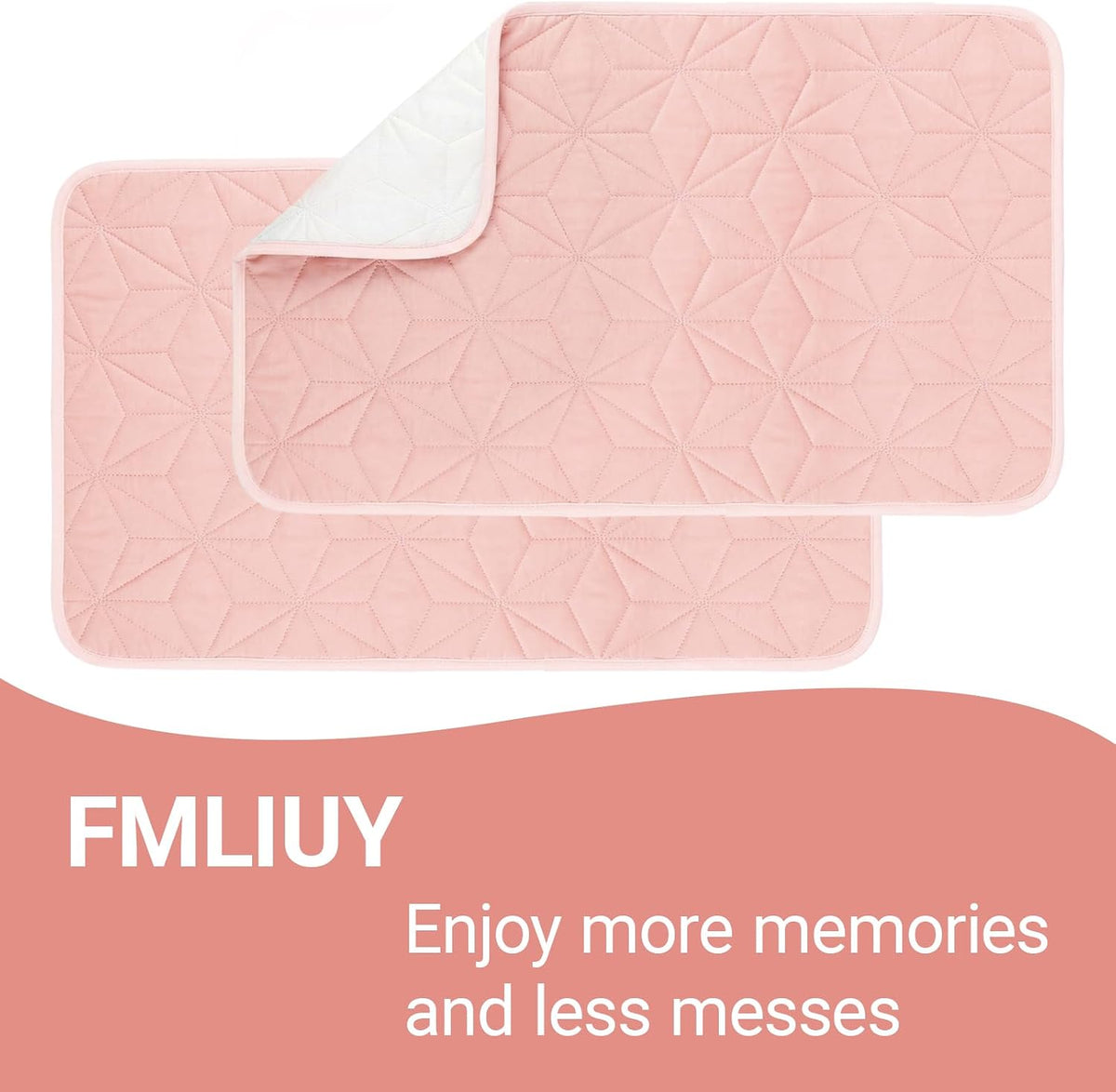 2 Pack Quilted Waterproof Pads for Bed Washable 34x52 Inch Pink