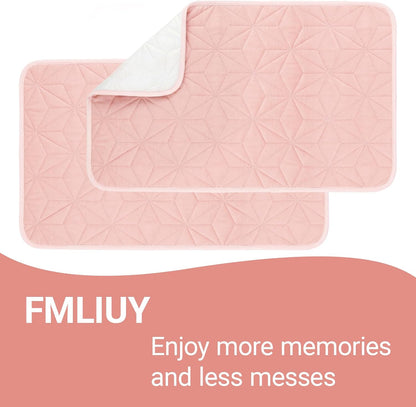 2 Pack Quilted Waterproof Pads for Bed Washable 34x52 Inch Pink