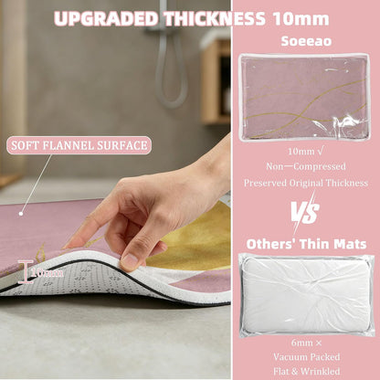 Light Pink Hookless Shower Curtain Sets with Rugs, Boho Bathroom Decor
