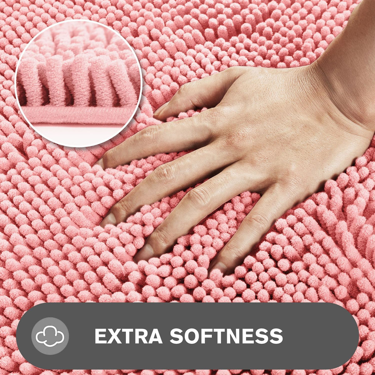 Bathroom Rugs 30 x 50 Inch – Extra Large Bath Mat | Absorbent and Washable Thick Chenille Bath Rugs Non-Slip Runner Rug for Bathroom, Shower, Tub(Pink)