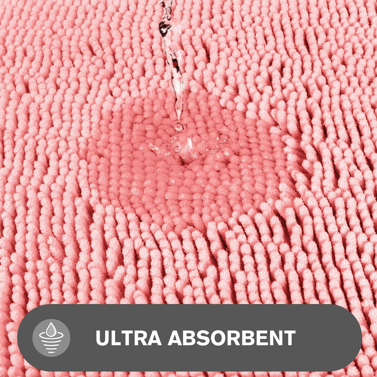 Bathroom Rugs 30 x 50 Inch – Extra Large Bath Mat | Absorbent and Washable Thick Chenille Bath Rugs Non-Slip Runner Rug for Bathroom, Shower, Tub(Pink)