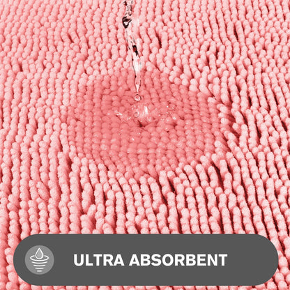 Bathroom Rugs 30 x 50 Inch – Extra Large Bath Mat | Absorbent and Washable Thick Chenille Bath Rugs Non-Slip Runner Rug for Bathroom, Shower, Tub(Pink)