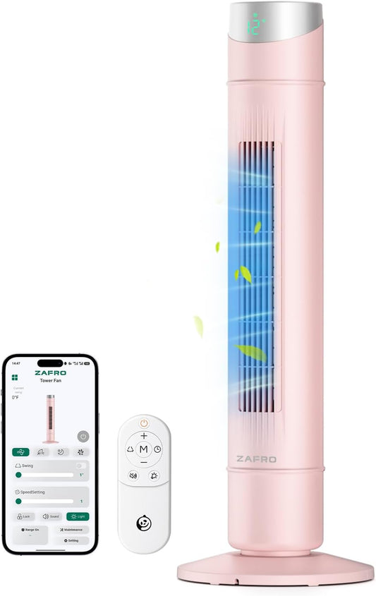Smart Tower Fan for Bedroom,120° Oscillating Fans that Blow Cold Air
