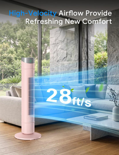 Smart Tower Fan for Bedroom,120° Oscillating Fans that Blow Cold Air