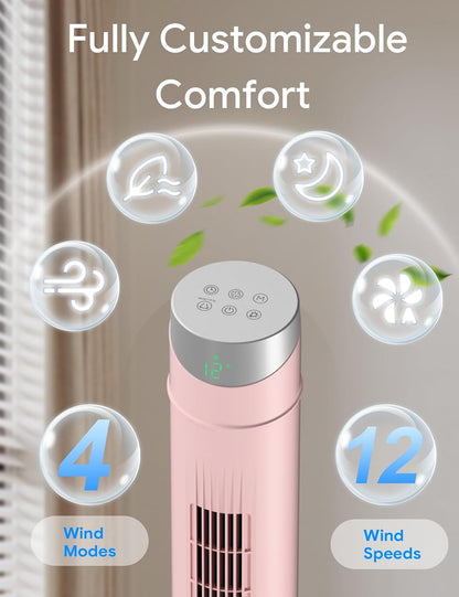 Smart Tower Fan for Bedroom,120° Oscillating Fans that Blow Cold Air