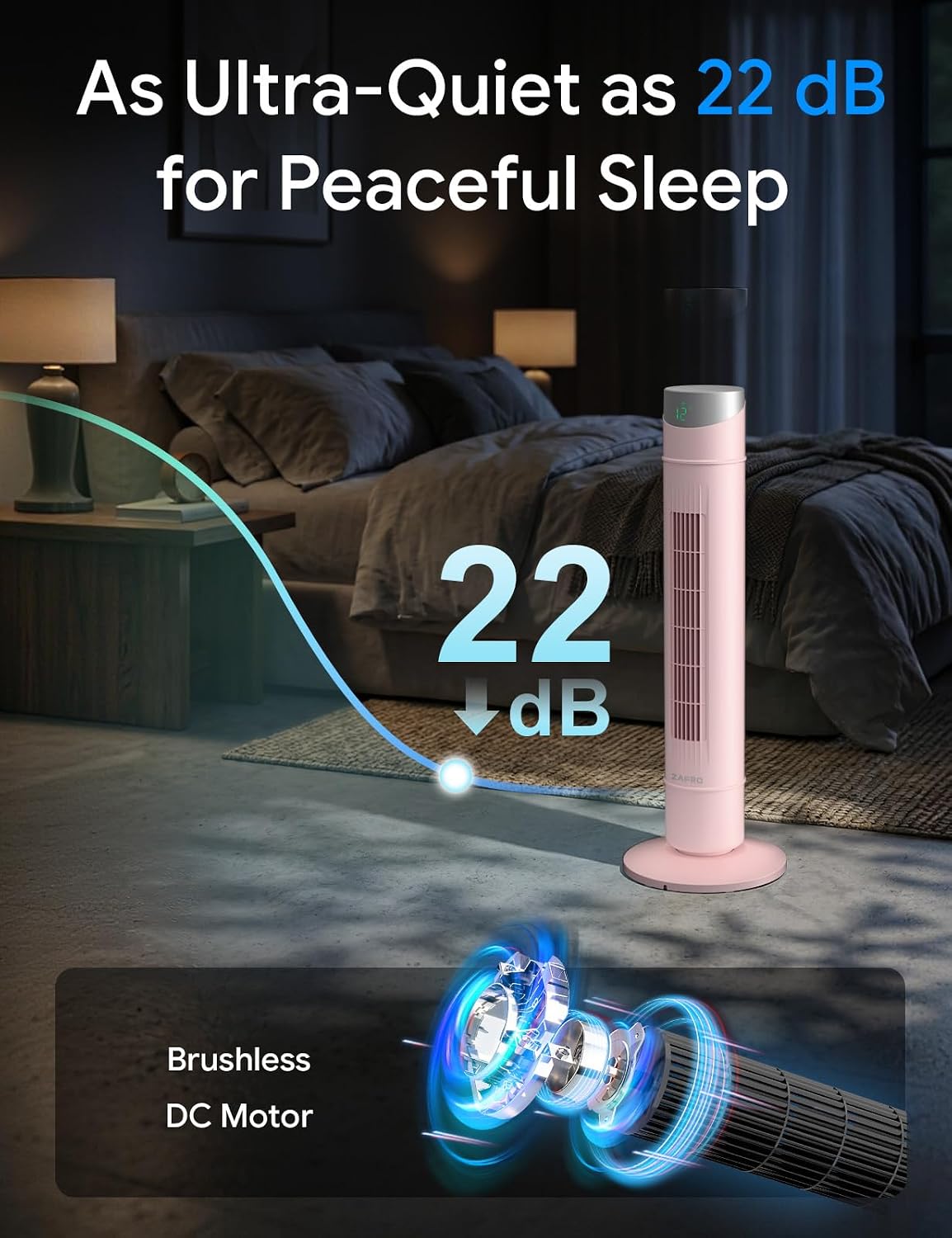 Smart Tower Fan for Bedroom,120° Oscillating Fans that Blow Cold Air