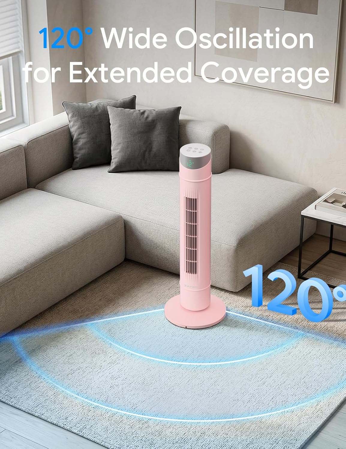 Smart Tower Fan for Bedroom,120° Oscillating Fans that Blow Cold Air