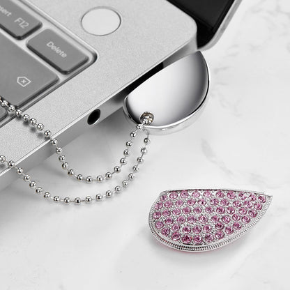 USB Flash Drive, 16GB/32GB/64GB/128GB USB2.0 Heart Shape Memory Stick Date Storage Pendrive Thumb Drives with Chain（64GB,Pink Heart