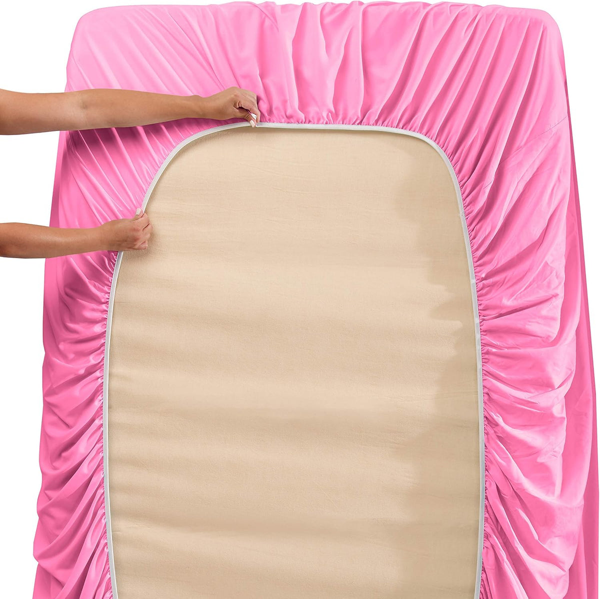 Queen Size Sheets - 4 Piece Bed Sheet Set, Hotel Luxury Double Brushed Bed Sheets - Extra Soft Bedding Sheets & Pillowcases, Queen, Light Pink
