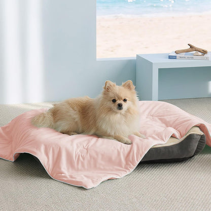 Soulbond Cooling Blanket for Small Dogs - Q-MAX>0.45, Soft Breathable Pet Cat Cool Throw Blanket for Summer, Washable Dog Cooling Bed Mat Protector for Crates, Couch, Sofa (25"x35", Pink)