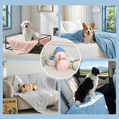 Soulbond Cooling Blanket for Small Dogs - Q-MAX>0.45, Soft Breathable Pet Cat Cool Throw Blanket for Summer, Washable Dog Cooling Bed Mat Protector for Crates, Couch, Sofa (25"x35", Pink)