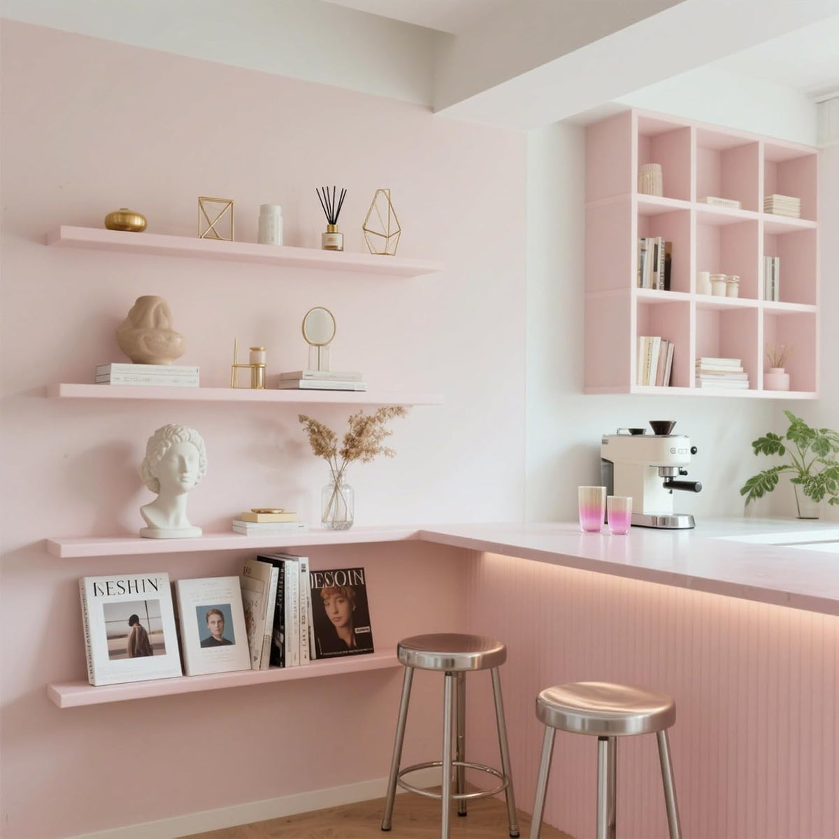 Yancorp 16"x120" Matte Pink Contact Papaer Peel and Stick Wallpaper Vinyl Wrap Countertop Wallpapers Waterproof for Cabinets Drawers Bedroom Kitchen Self-Adhesive Wallpaper