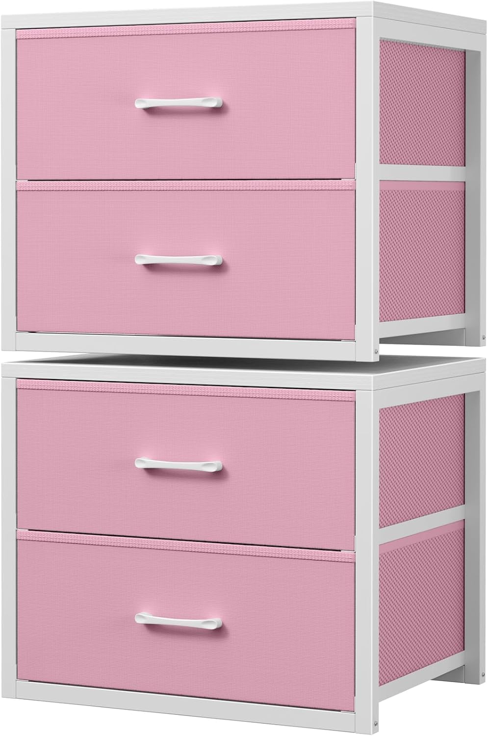 Stackable Closet Drawers for Clothes Organizers and Storage Fabric Pink 2 Drawer Dresser for Bedroom 2 Packs Modern Small