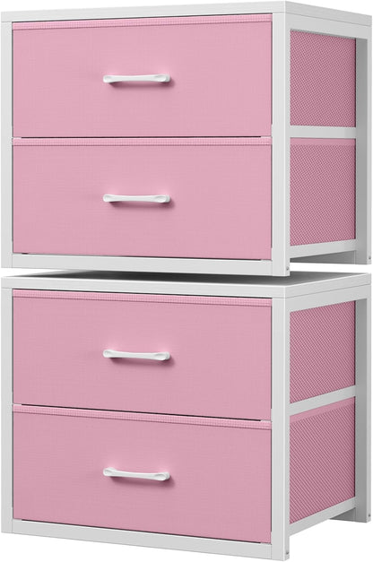 Stackable Closet Drawers for Clothes Organizers and Storage Fabric Pink 2 Drawer Dresser for Bedroom 2 Packs Modern Small