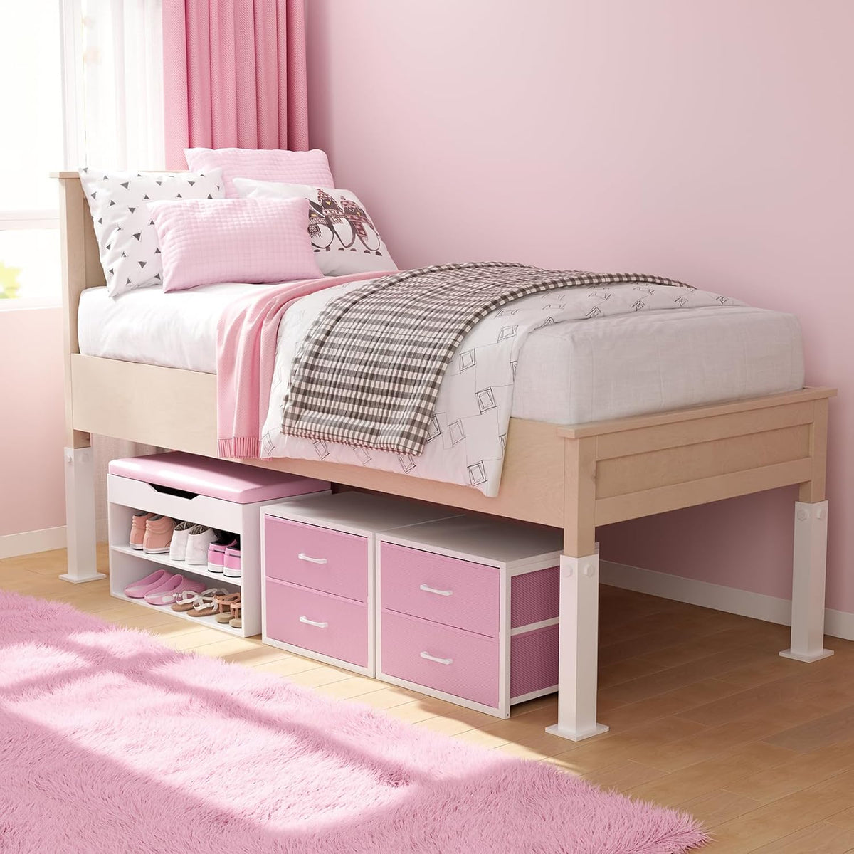 Stackable Closet Drawers for Clothes Organizers and Storage Fabric Pink 2 Drawer Dresser for Bedroom 2 Packs Modern Small