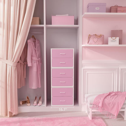 Stackable Closet Drawers for Clothes Organizers and Storage Fabric Pink 2 Drawer Dresser for Bedroom 2 Packs Modern Small