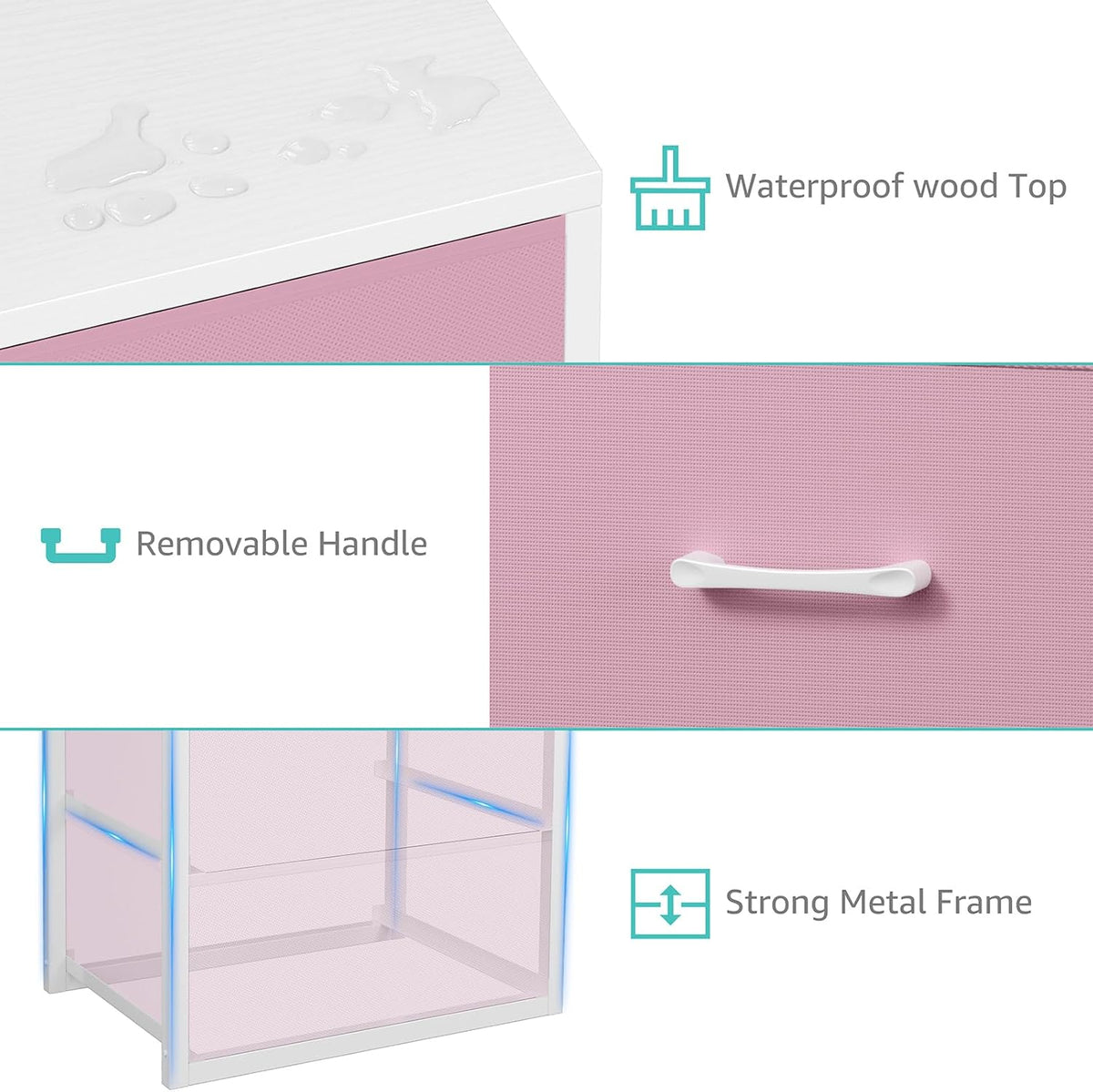 Stackable Closet Drawers for Clothes Organizers and Storage Fabric Pink 2 Drawer Dresser for Bedroom 2 Packs Modern Small