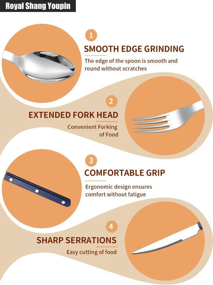 Rivet ABS Clamp Handle Kitchen Stainless Steel Silverware Tableware Flatware Cutlery Set Steak Knife Fork Spoon Teaspoon Western Tableware Butter Knife Set (Pink,4 pieces)