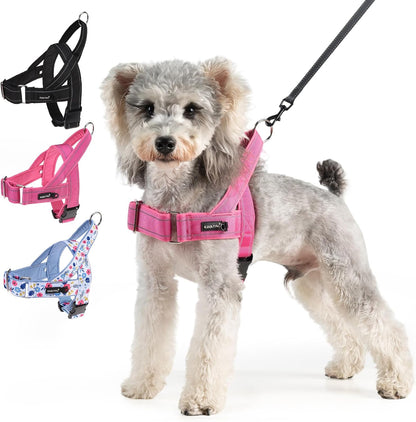 No Pull Harness Small Size Dog with Handle, Easy Walk Puppy Vest Harness Neck & Chest Soft Paded Adjustable, Reflective & Lightweight Escape Proof Breathable Mesh Pet Running Harness, Pink S