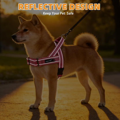 No Pull Harness Small Size Dog with Handle, Easy Walk Puppy Vest Harness Neck & Chest Soft Paded Adjustable, Reflective & Lightweight Escape Proof Breathable Mesh Pet Running Harness, Pink S