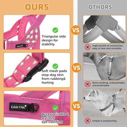 No Pull Harness Small Size Dog with Handle, Easy Walk Puppy Vest Harness Neck & Chest Soft Paded Adjustable, Reflective & Lightweight Escape Proof Breathable Mesh Pet Running Harness, Pink S