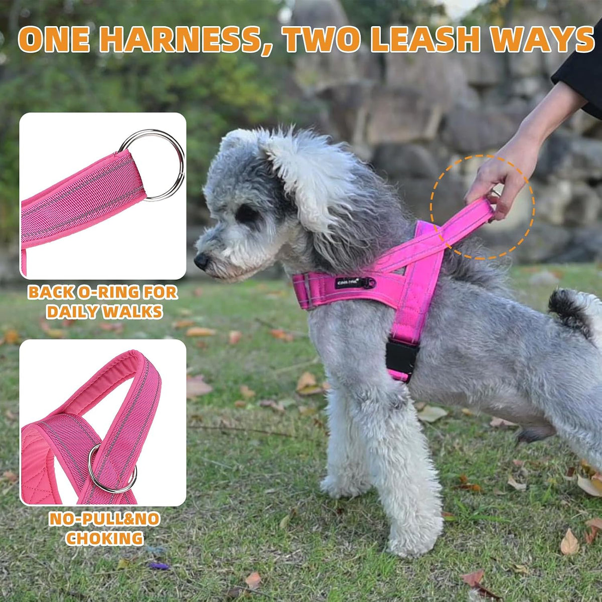 No Pull Harness Small Size Dog with Handle, Easy Walk Puppy Vest Harness Neck & Chest Soft Paded Adjustable, Reflective & Lightweight Escape Proof Breathable Mesh Pet Running Harness, Pink S
