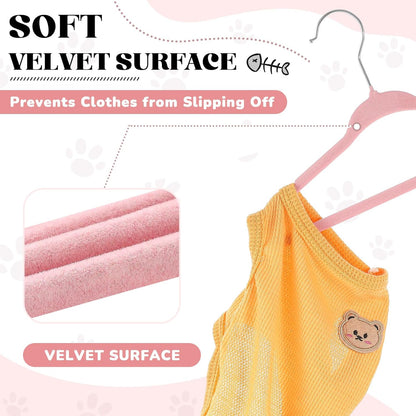 24 Pcs Pink Pet Hangers 11" Non-Slip Velvet 360° Swivel Hook