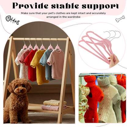 24 Pcs Pink Pet Hangers 11" Non-Slip Velvet 360° Swivel Hook