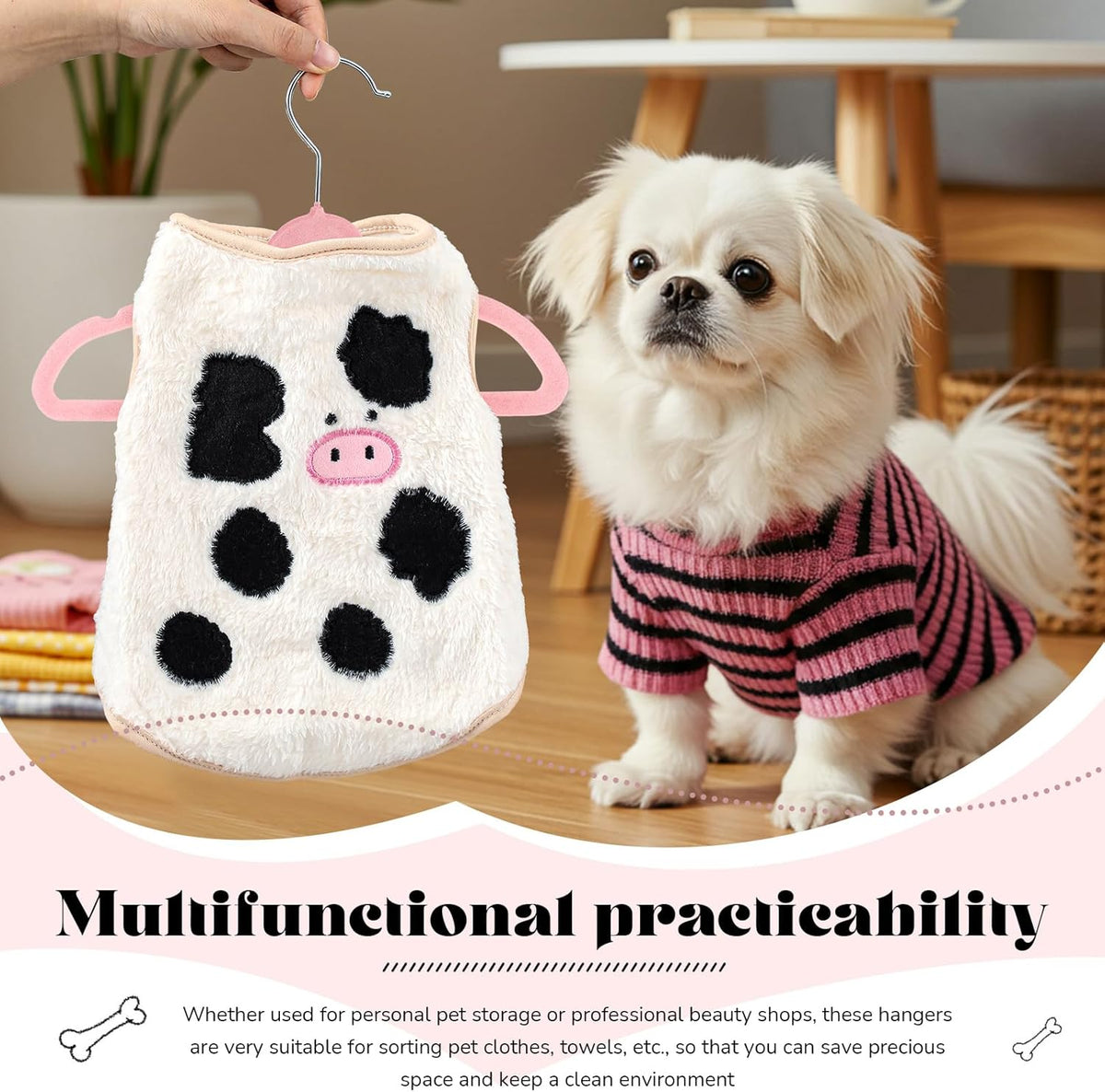 24 Pcs Pink Pet Hangers 11" Non-Slip Velvet 360° Swivel Hook