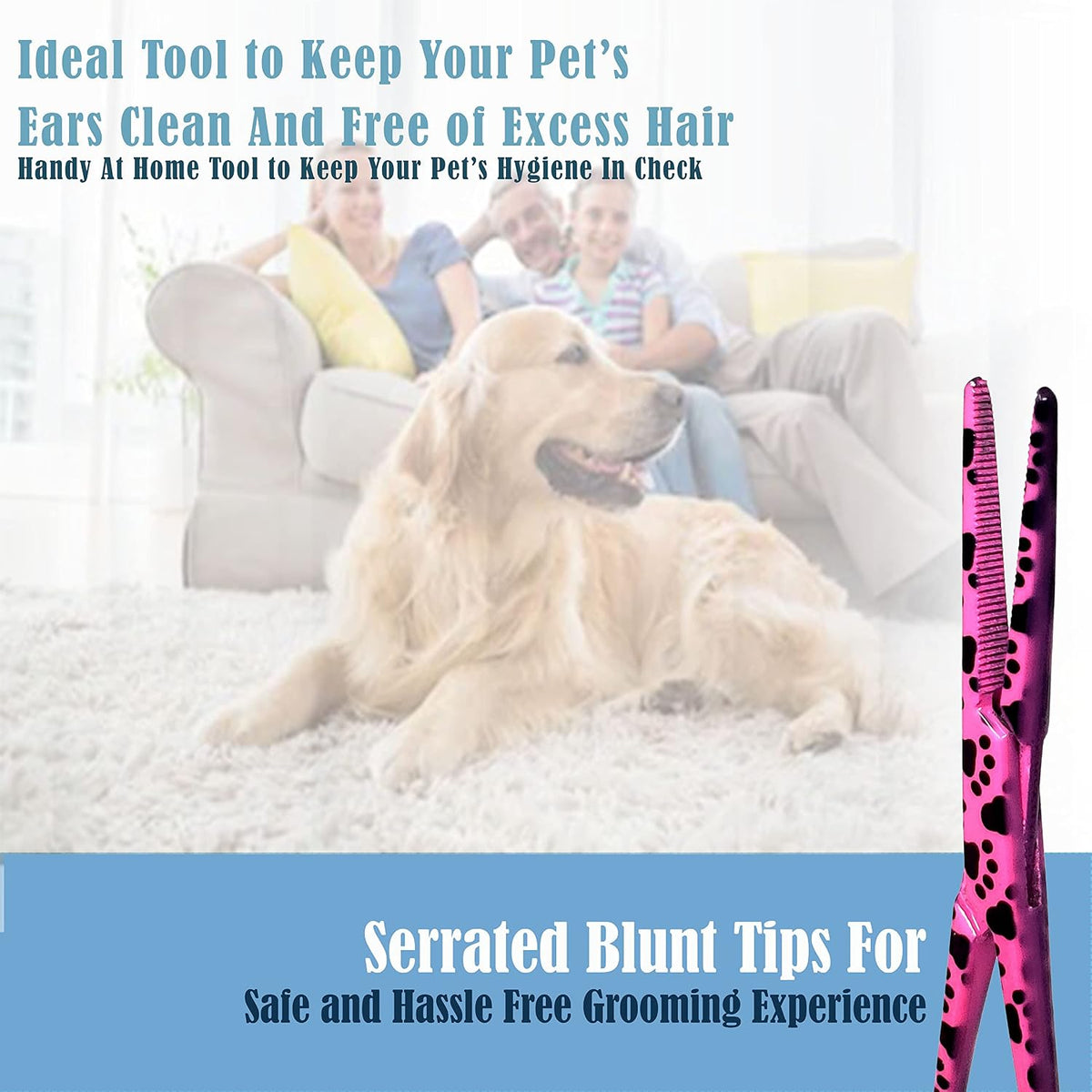 Dog Pet Ear/Nose Hair Puller Grooming Hemostat Locking Forceps Pliers, 5.5" (14cm), Straight (Pink Paws)