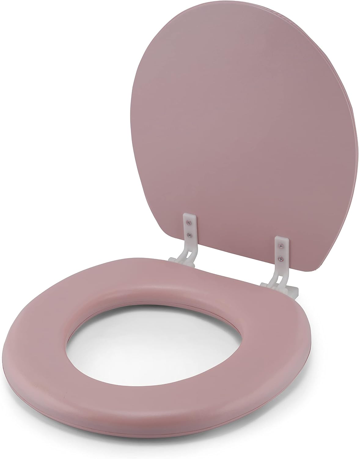 Embroidered Soft Round Toilet Seat With Easy Clean & Change Hinge, Padded (Pink)